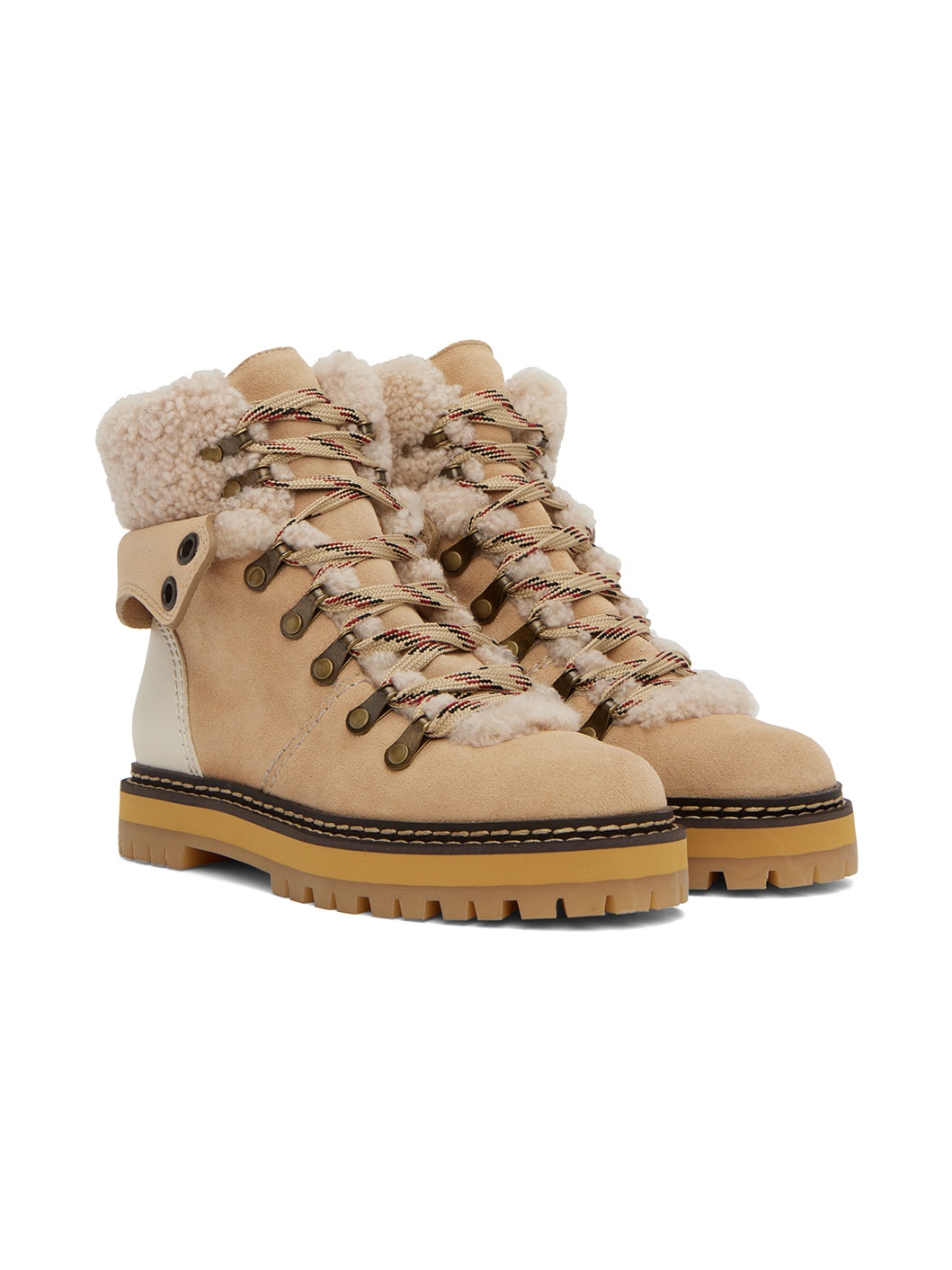 Beige Eileen Shearling Ankle Boots - 4