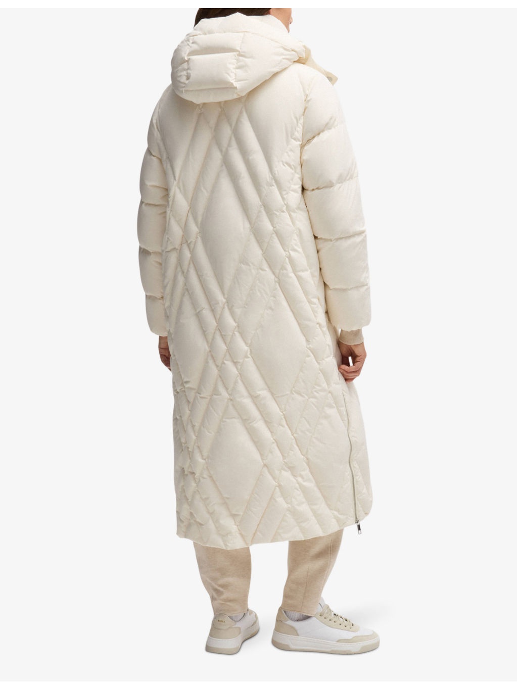 Diamond-quilted hooded shell-down coat - 4
