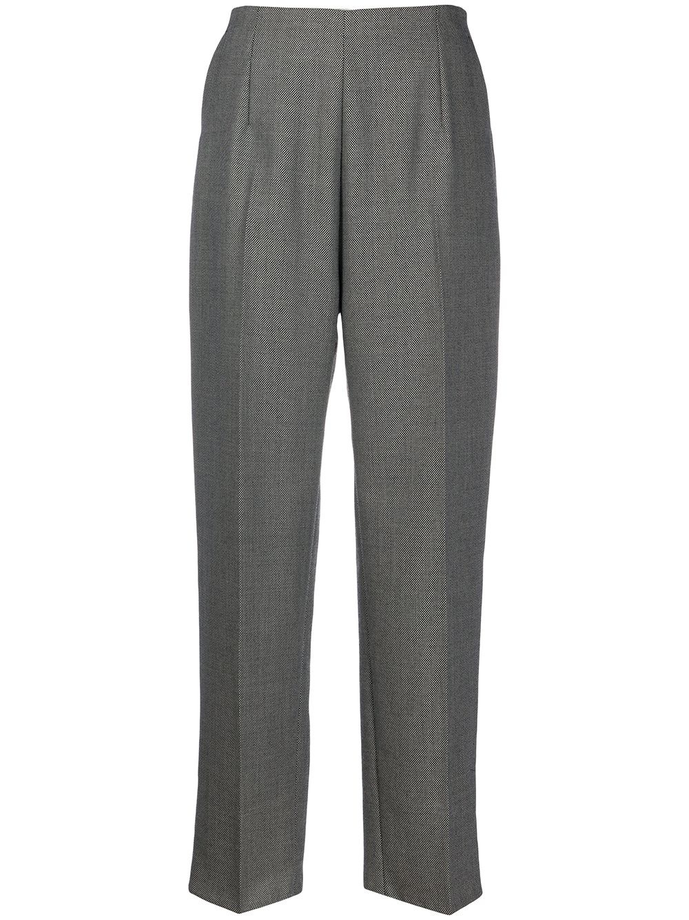 check print straight trousers - 1