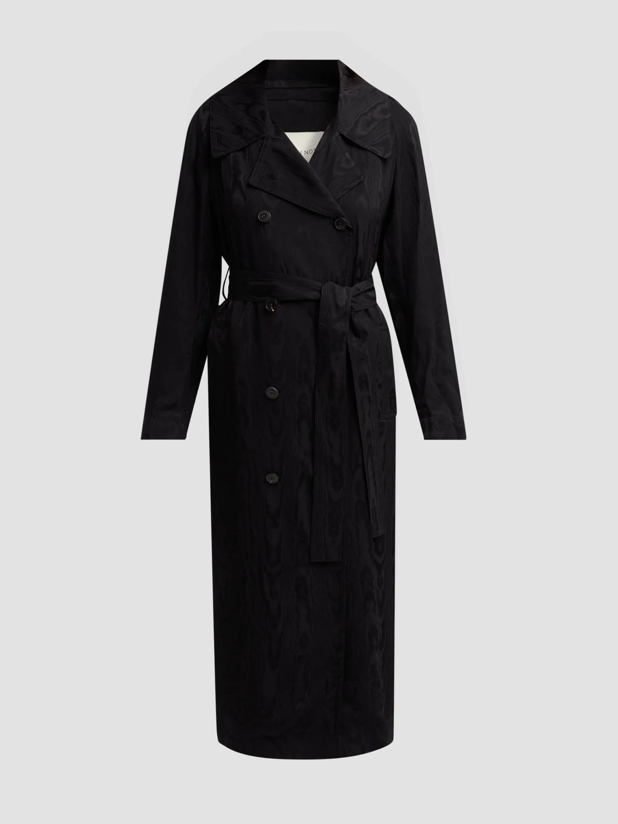 Women's Rolana Moiré Trench Coat - Black - 1