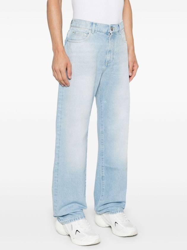 Washed Denim Straight Jeans Blue - 4