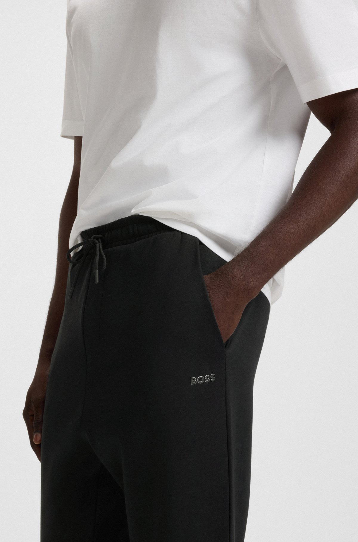 STRETCH-COTTON TRACKSUIT BOTTOMS WITH LOGO PRINT - 3