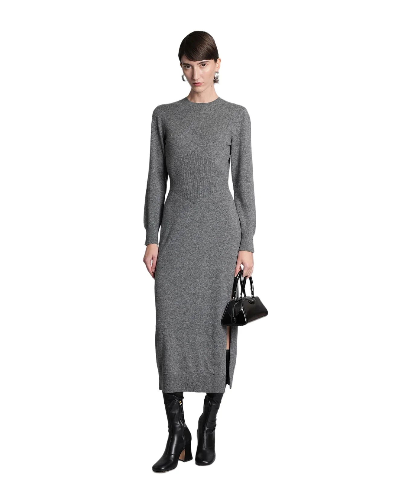 Long Dress In Grey Cashmere - 1