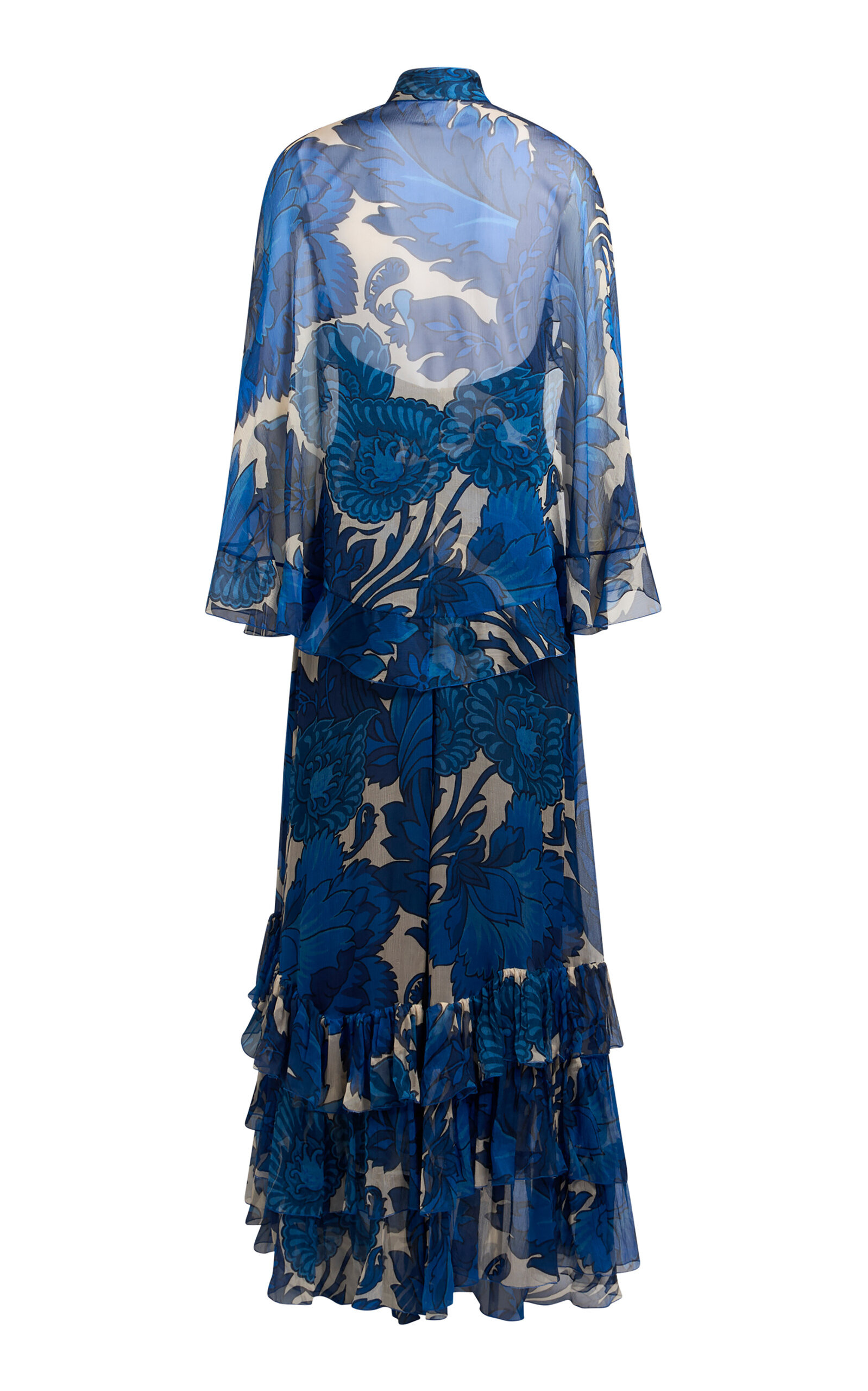 Ruffled Silk Maxi Dress blue - 5