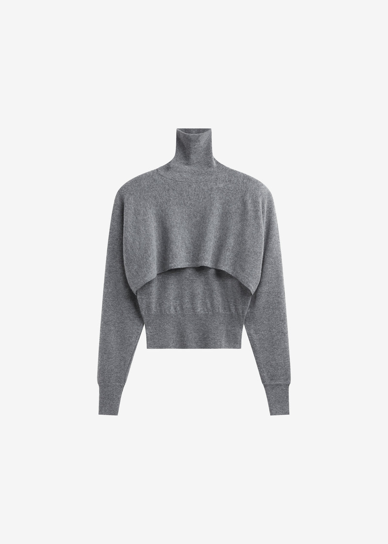 Lausanne Cashmere Detachable Layered Knit Set - Grey 1