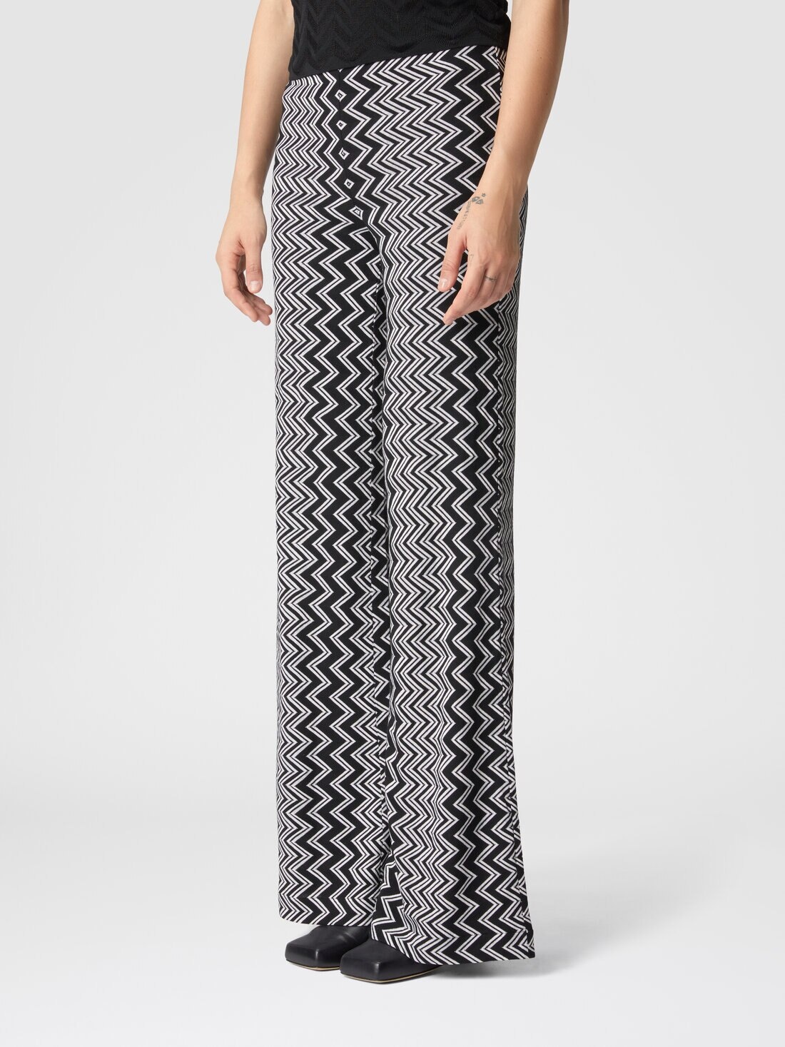 Zigzag wool and viscose trousers - 4