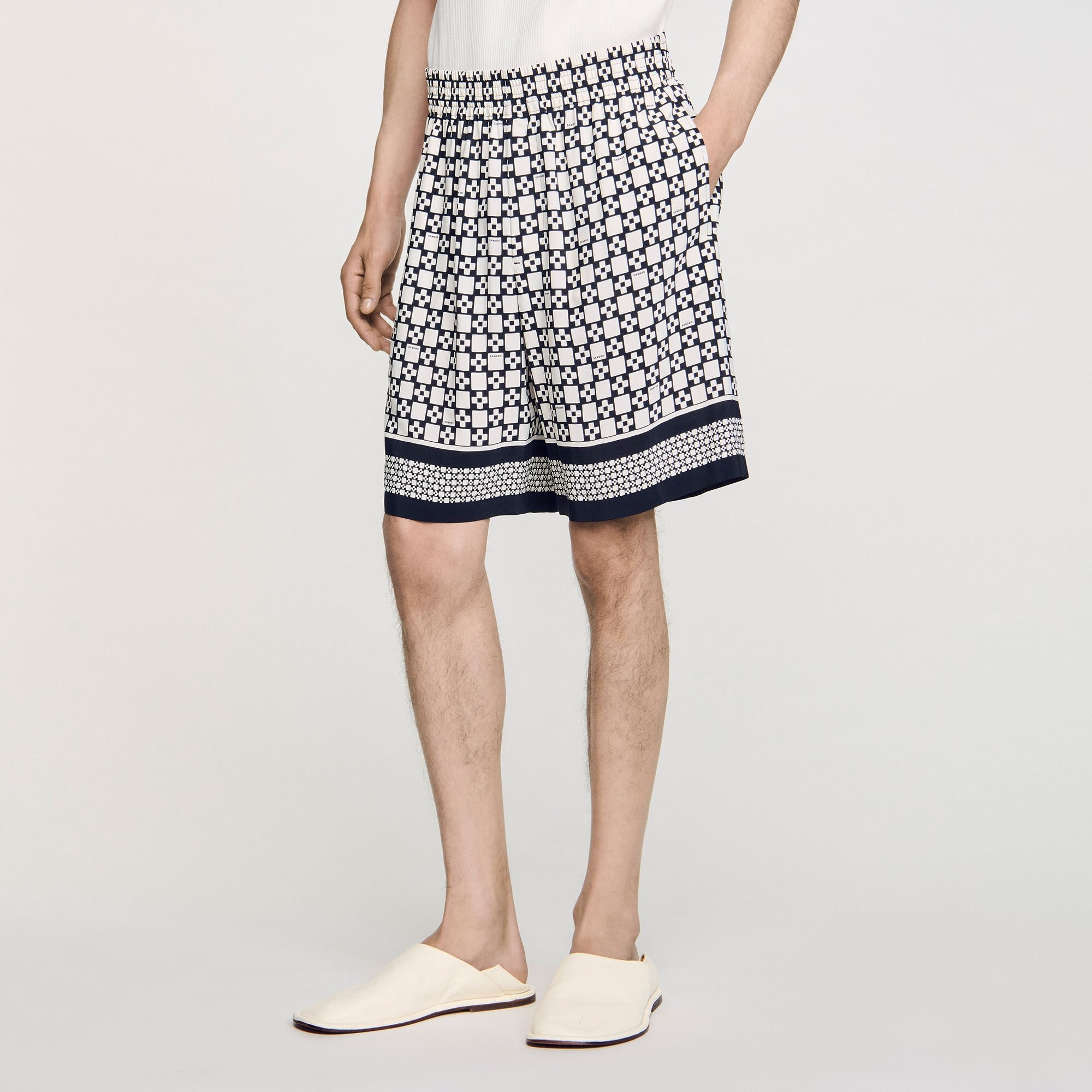 SQUARE CROSS FLOWY BERMUDA SHORTS - 4