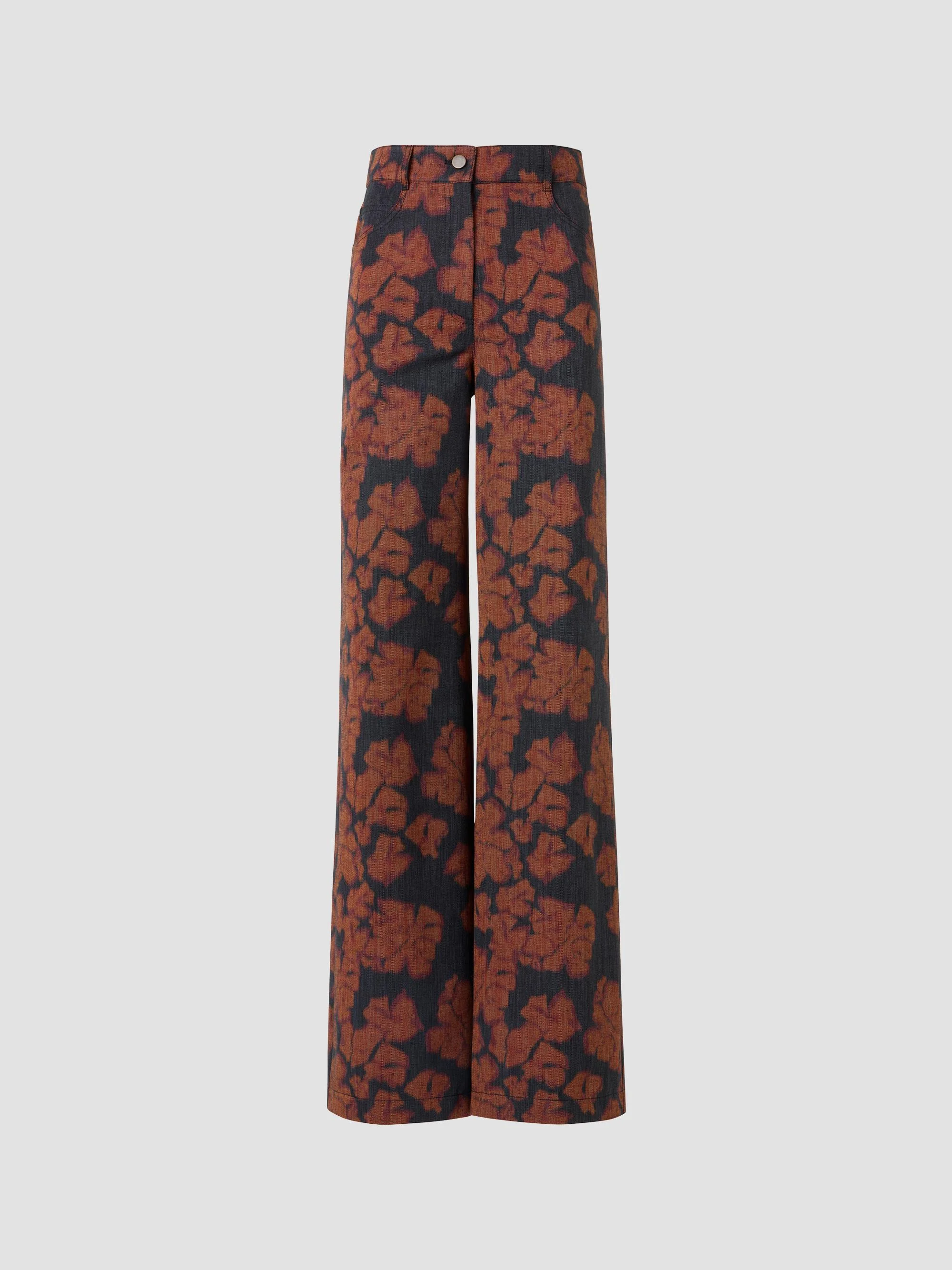 Women's Cooper Floral Cotton Straight-Leg Pants - Black Denim Orange - 1