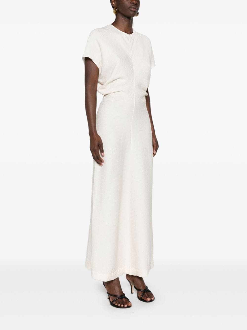 draped-detailing textured maxi dress - 3