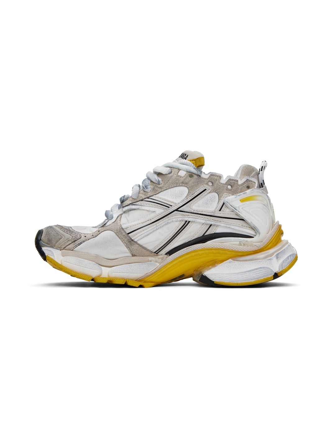 White & Yellow Runner Sneakers - 3