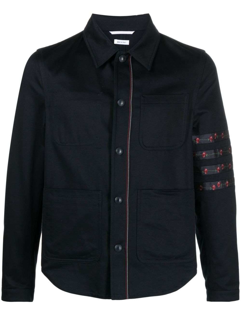 floral stripe-detailing shirt jacket - 1
