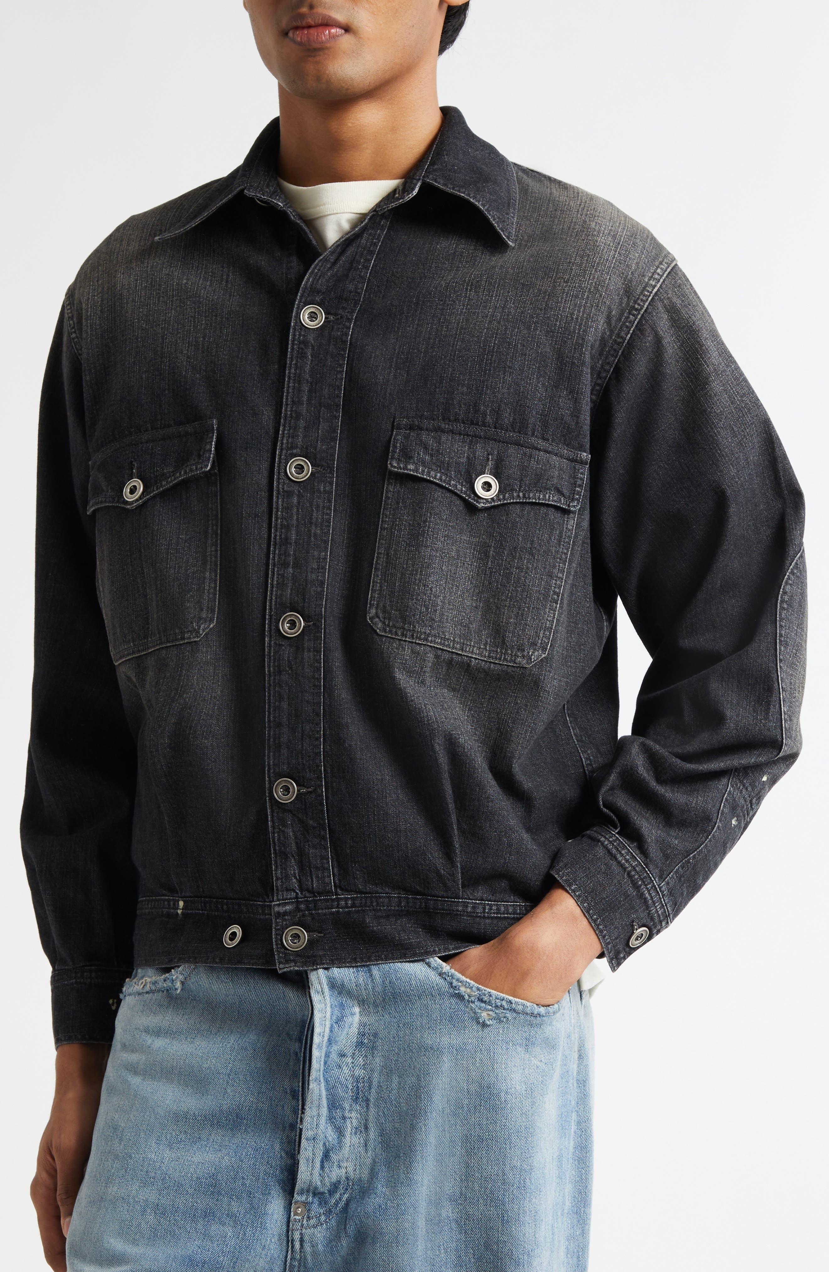 Maison Margiela Distressed Denim Jacket in Black at Nordstrom - 4