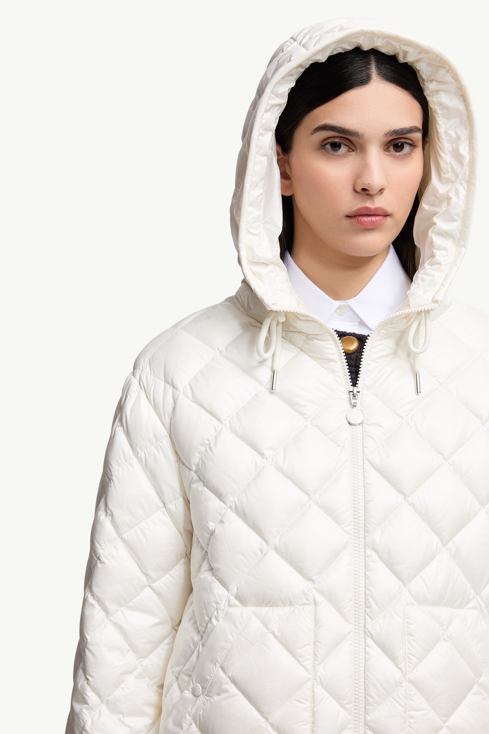 Diamond-Quilted Hooded Short Down Jacket - 6