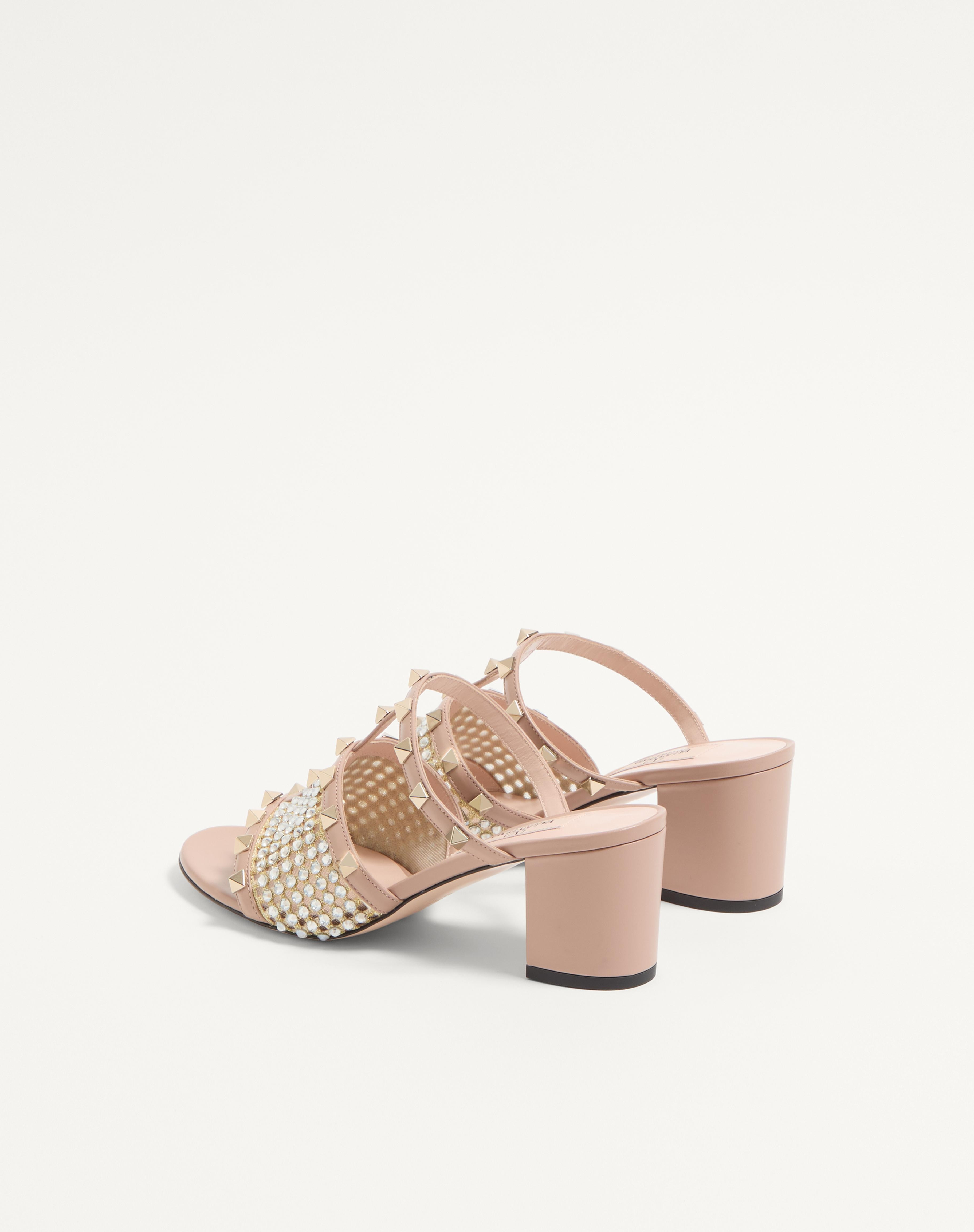 ROCKSTUD CALFSKIN SLIDE SANDAL WITH STRASS EMBROIDERY 60MM - 4