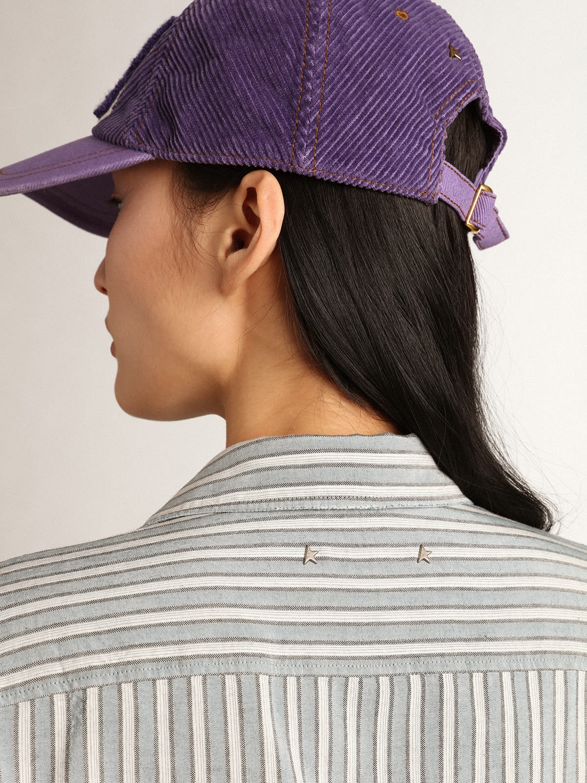 Women's boyfriend shirt with blue stripes - 5