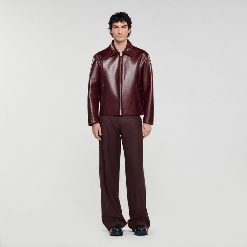 Sandro ZIP-UP LEATHER JACKET outlook