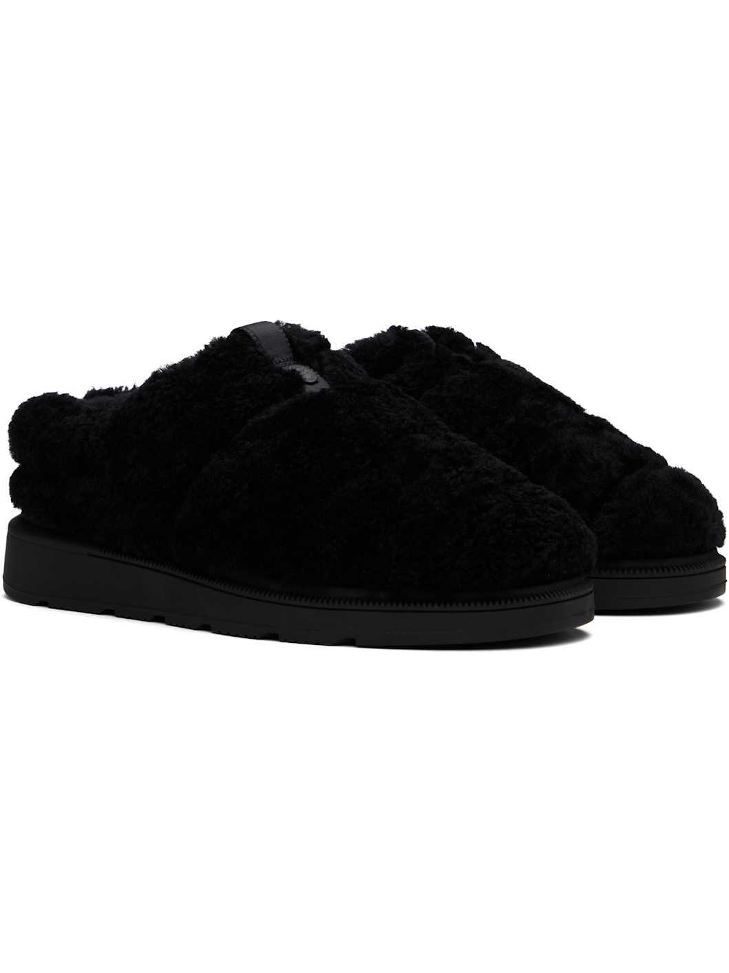 Black Porteau Shearling Mules - 4
