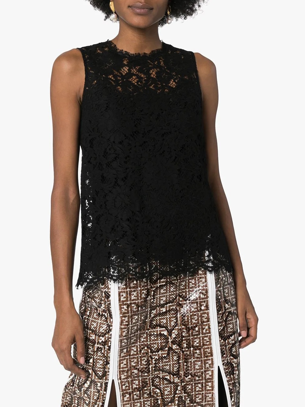 sleeveless lace top - 3