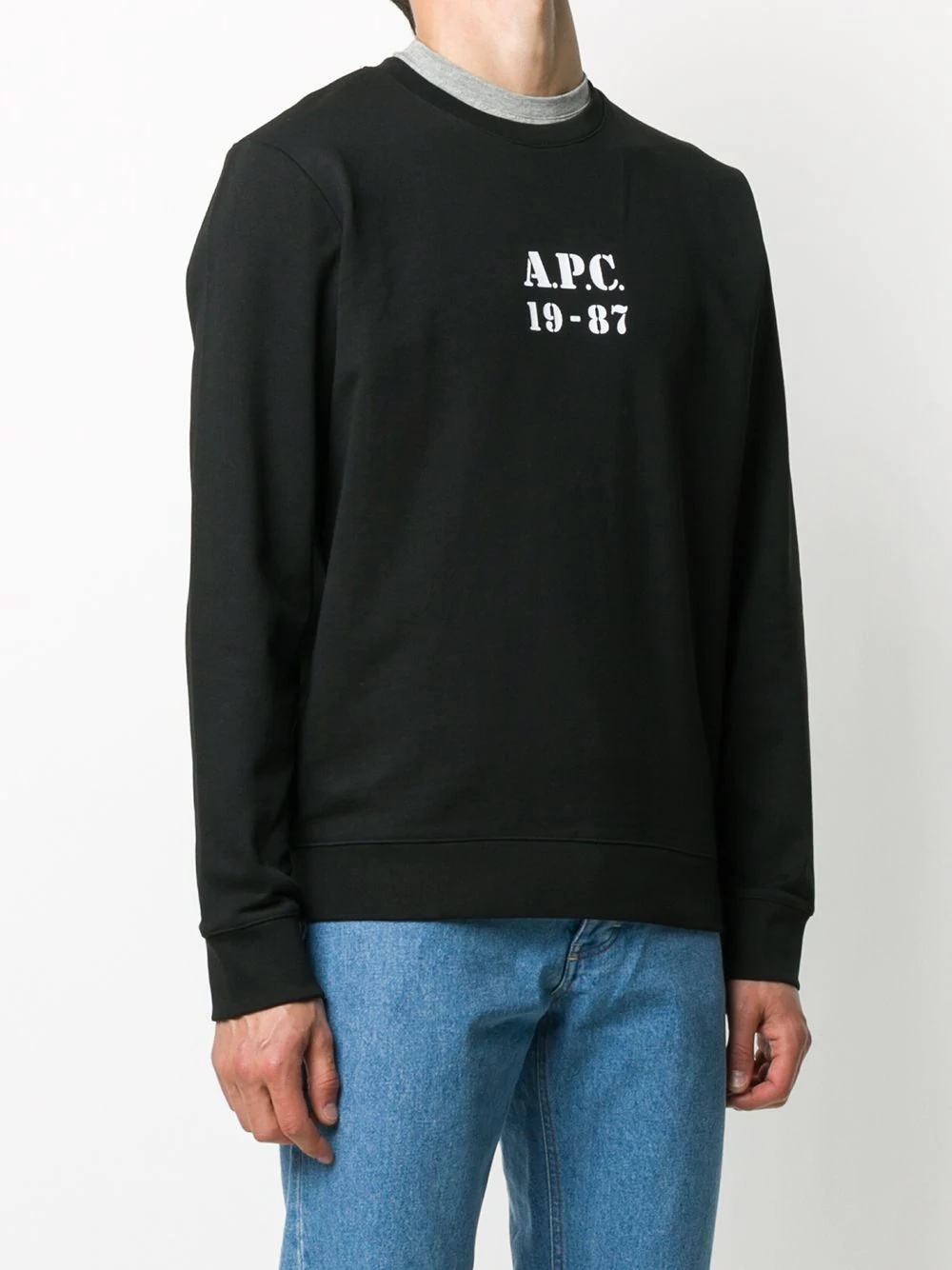 logo print round neck sweatshirt - 3