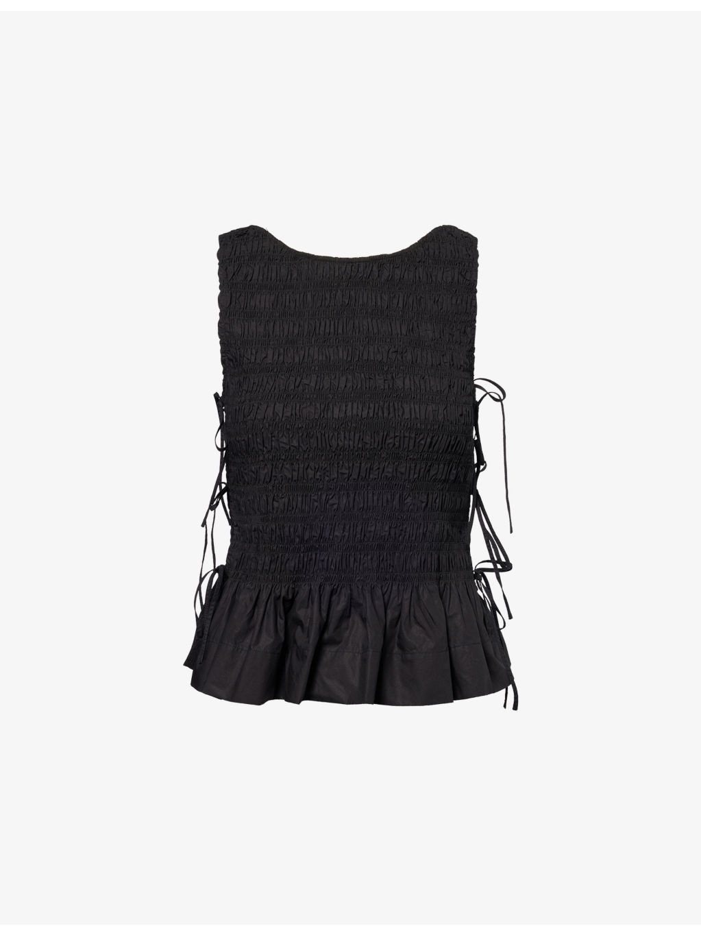 Smocked Round-Neck Cotton Top - 1