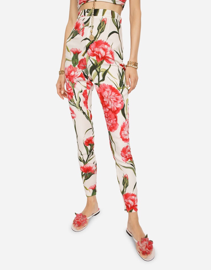 Carnation-print charmeuse leggings - 4