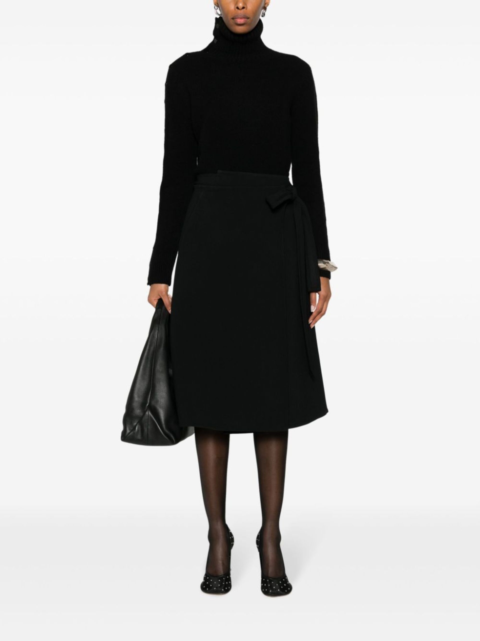 black Helen wrap midi skirt - 2