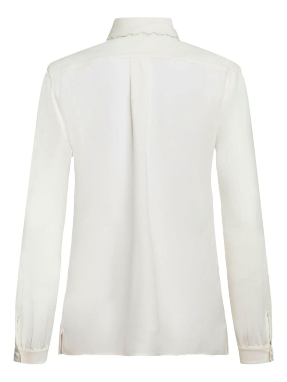 scallop-trim crepe de chine shirt - 7