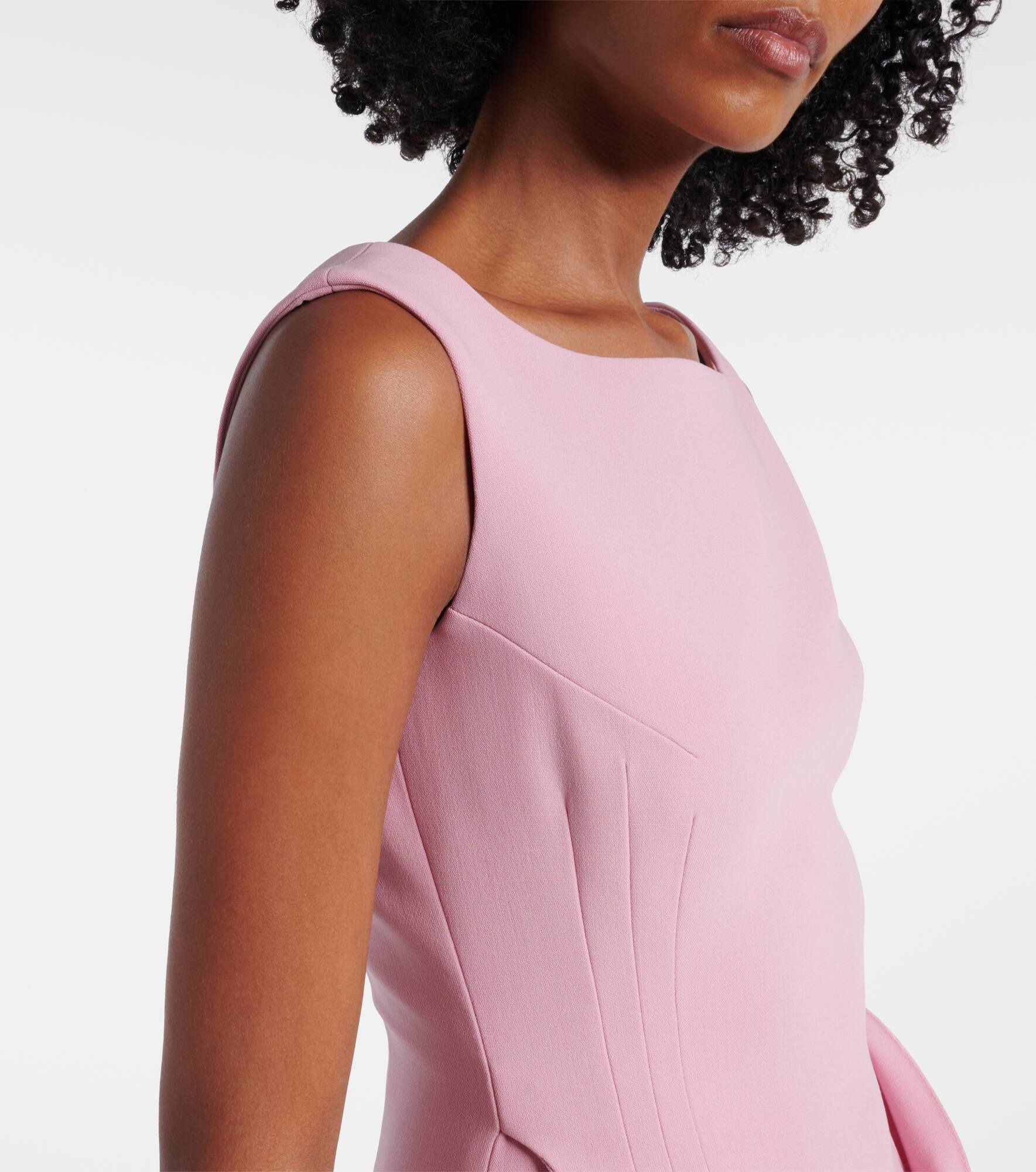 Floral-appliqué wool-blend minidress - 4