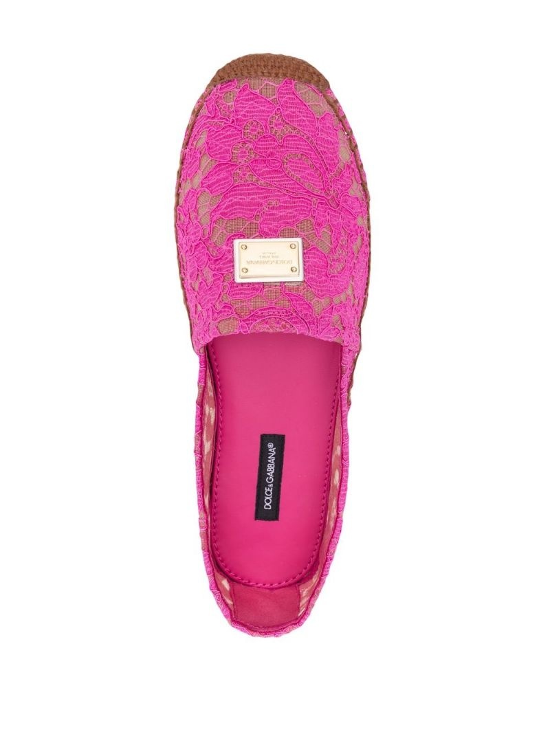 lace-panel logo-plaque espadrilles - 4