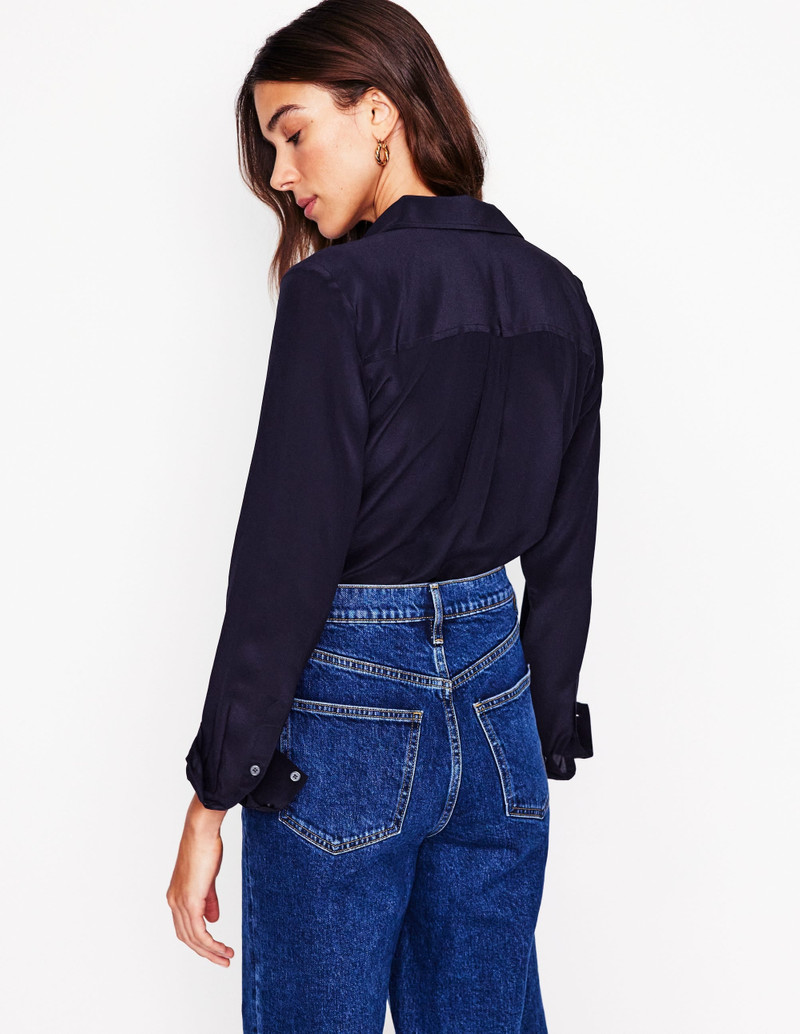 Sienna Silk Shirt-Navy 4