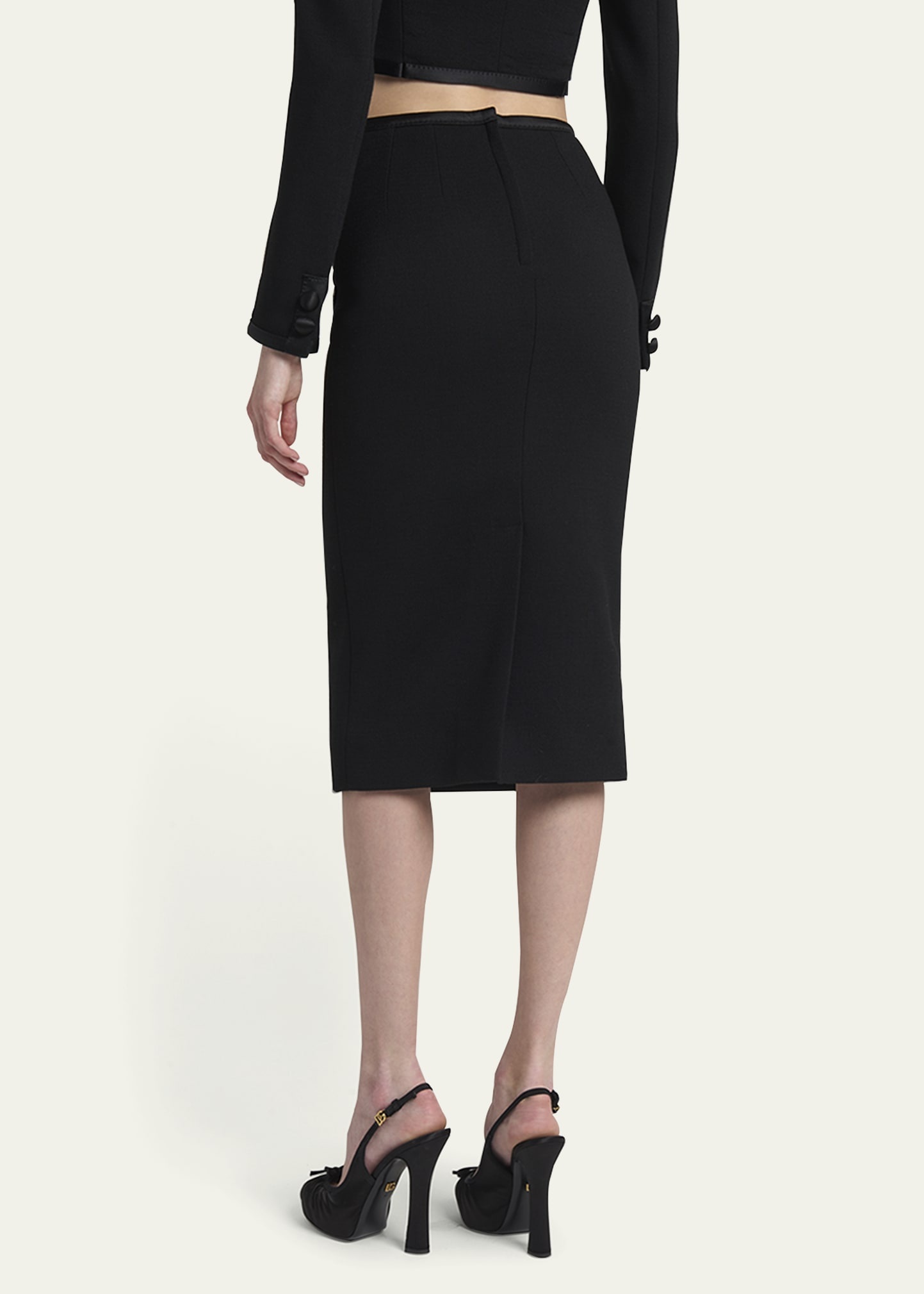 Stretch Crepe Straight Midi Skirt - 3