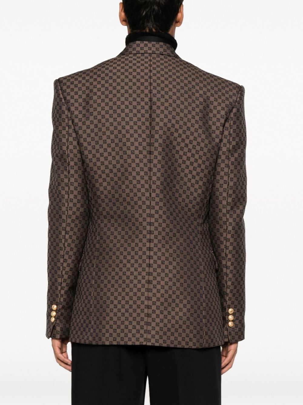 monogram-jacquard single-breasted blazer - 4