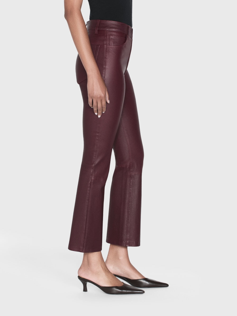 Leather Le Crop Mini Boot in Wine - 5