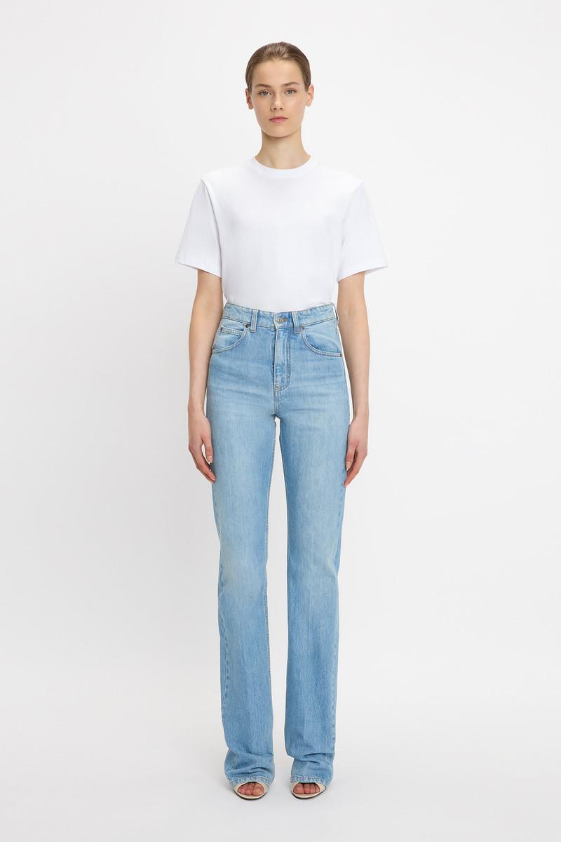 Victoria Beckham Julia High Waisted Jean In Light Blue Wash outlook
