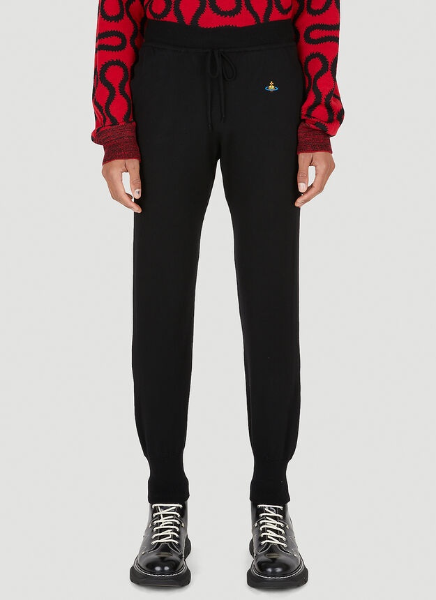 Logo Patch Knitted Track Pants in Black - 1