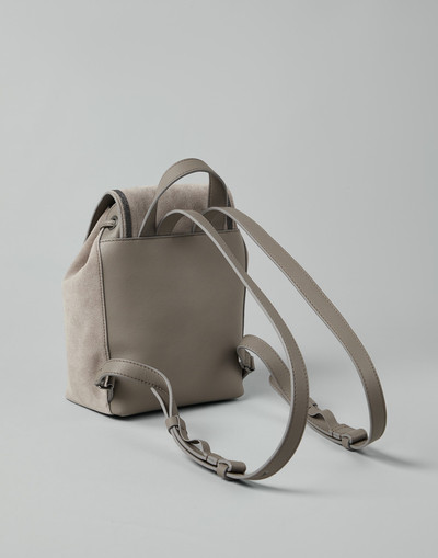Brunello Cucinelli Suede backpack with precious contour outlook