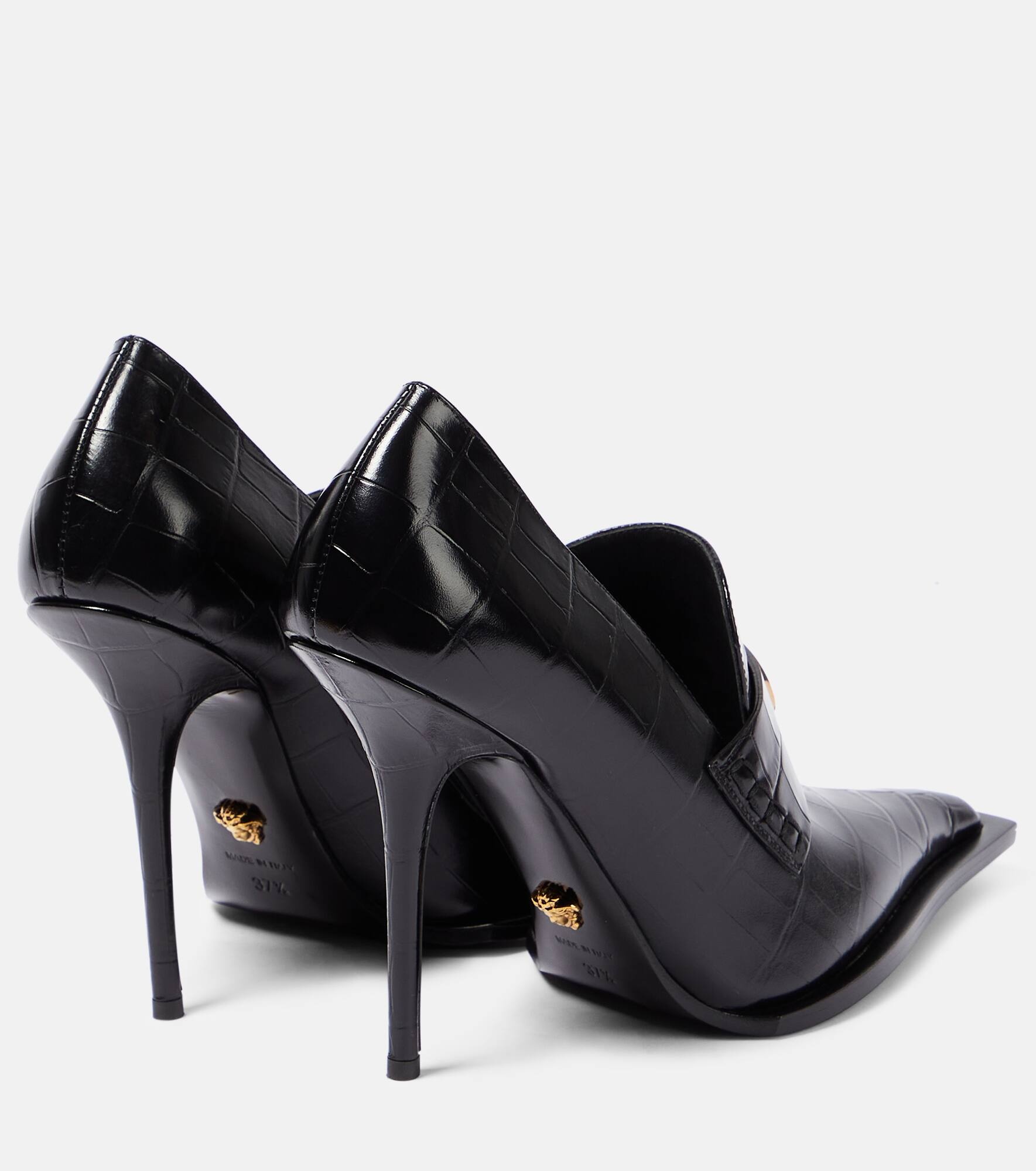 Croc-effect patent leather pumps - 3