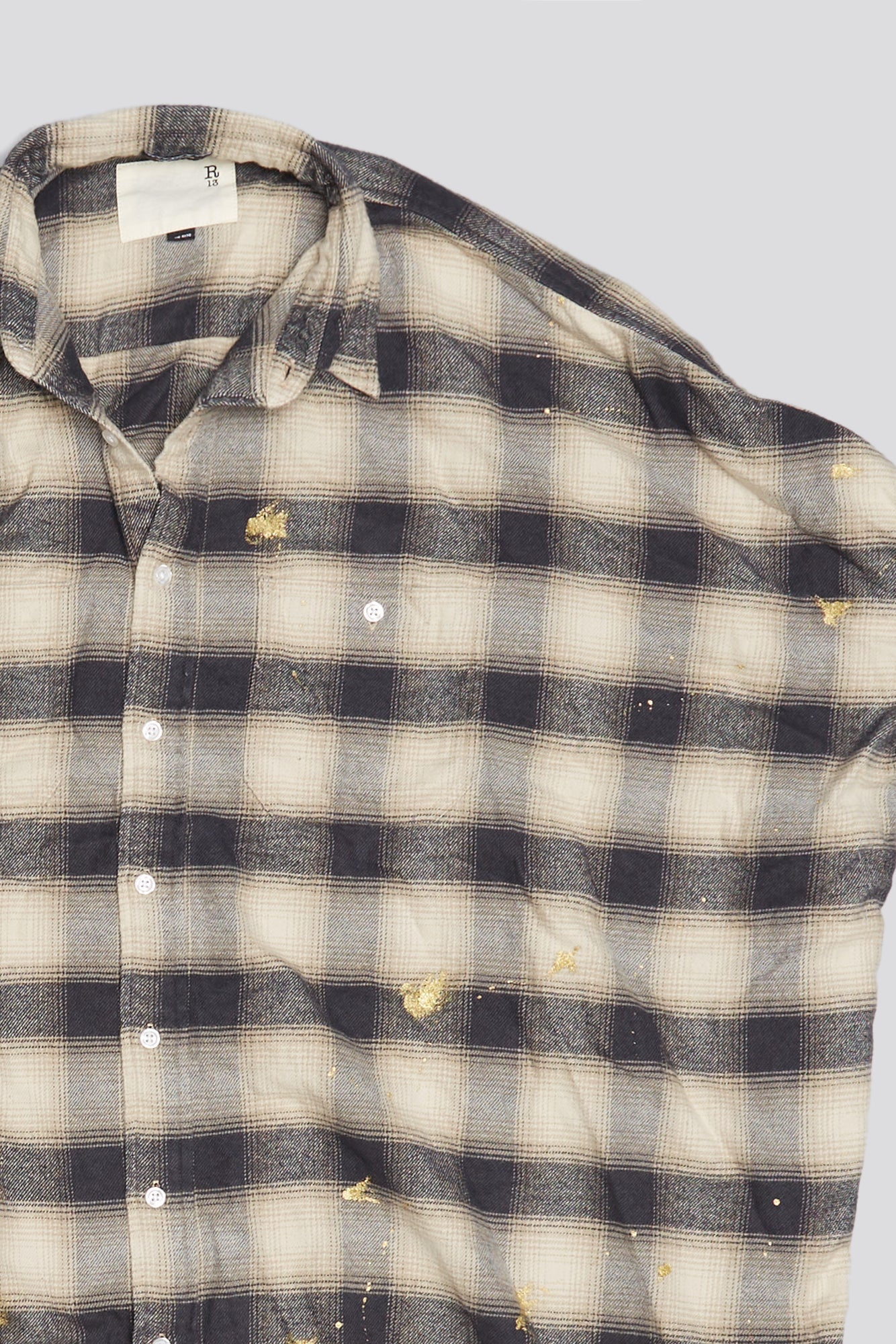 OVERSIZED RELAXED SHIRTDRESS - SPLATTERED ECRU PLAID 2