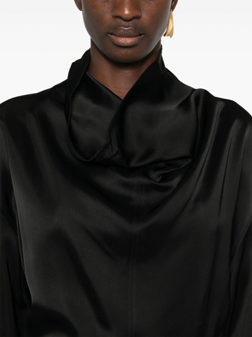 funnel-neck satin blouse - 5
