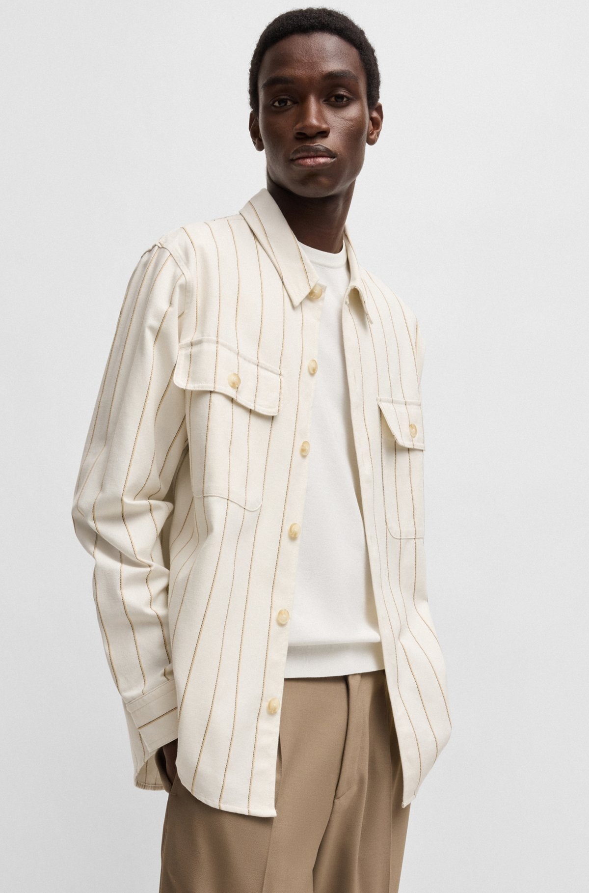 OVERSIZE-FIT OVERSHIRT IN STRIPED OXFORD COTTON - 6