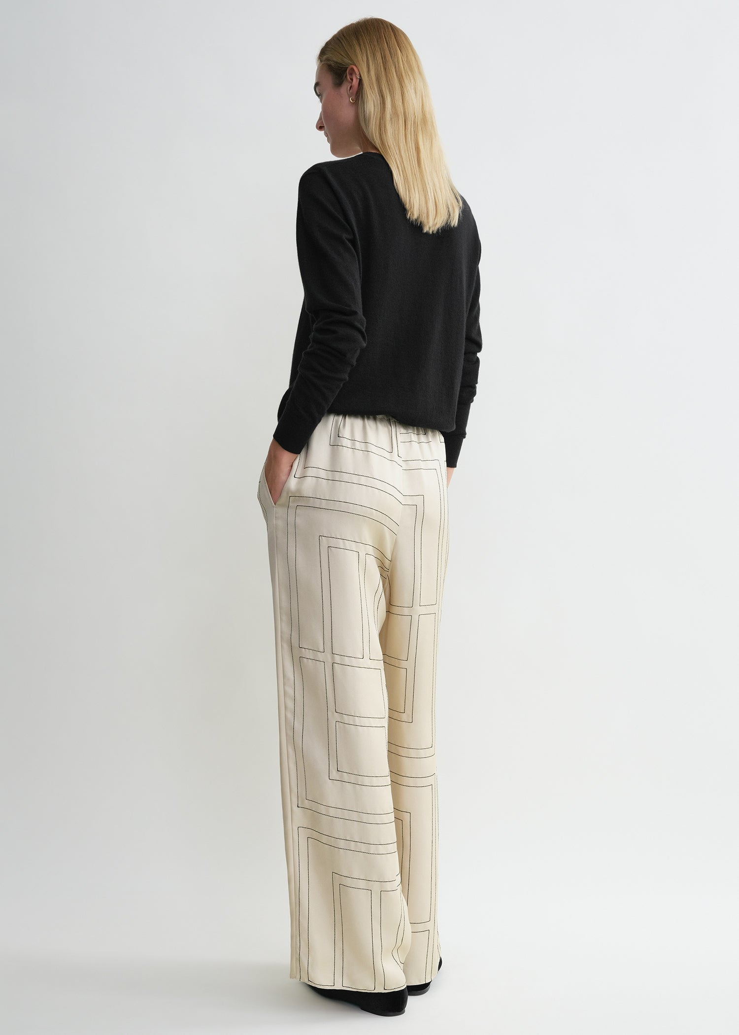 Monogram silk pj bottoms ivory - 4