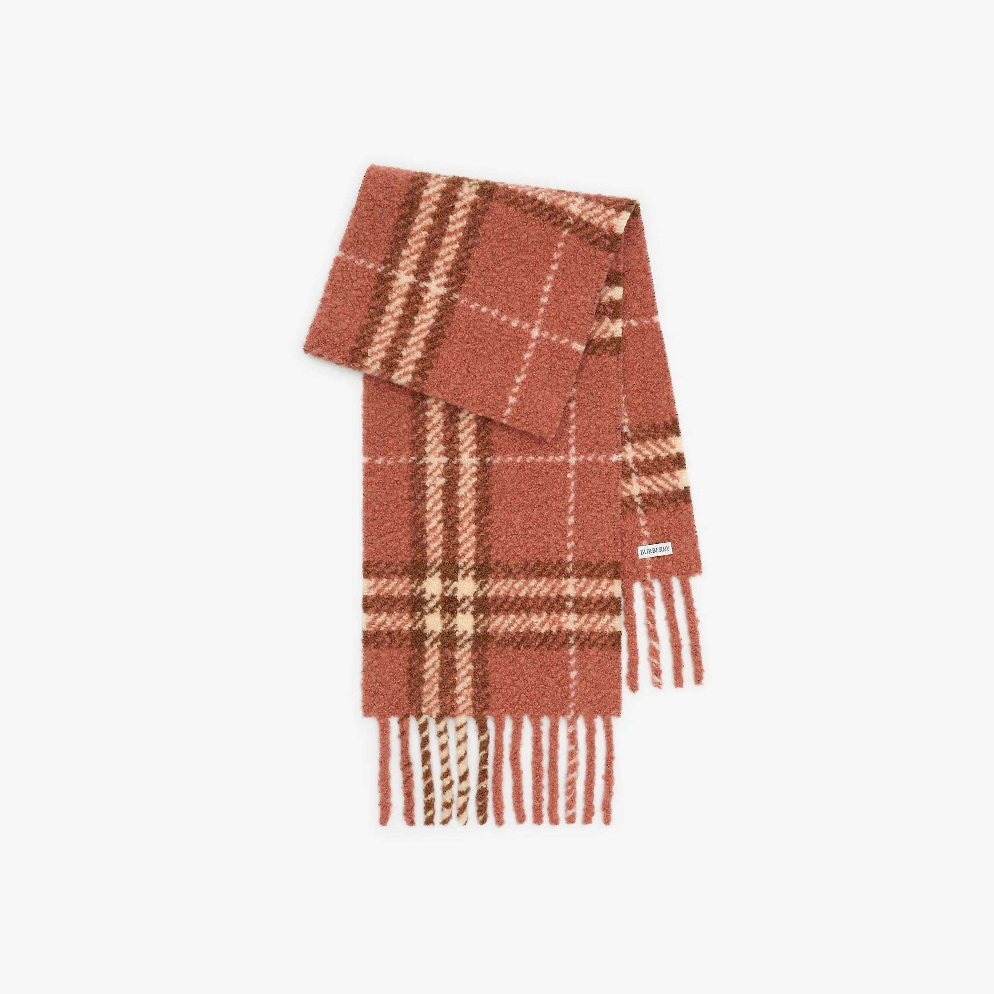 Check Alpaca Wool Blend Bouclé Scarf - 1