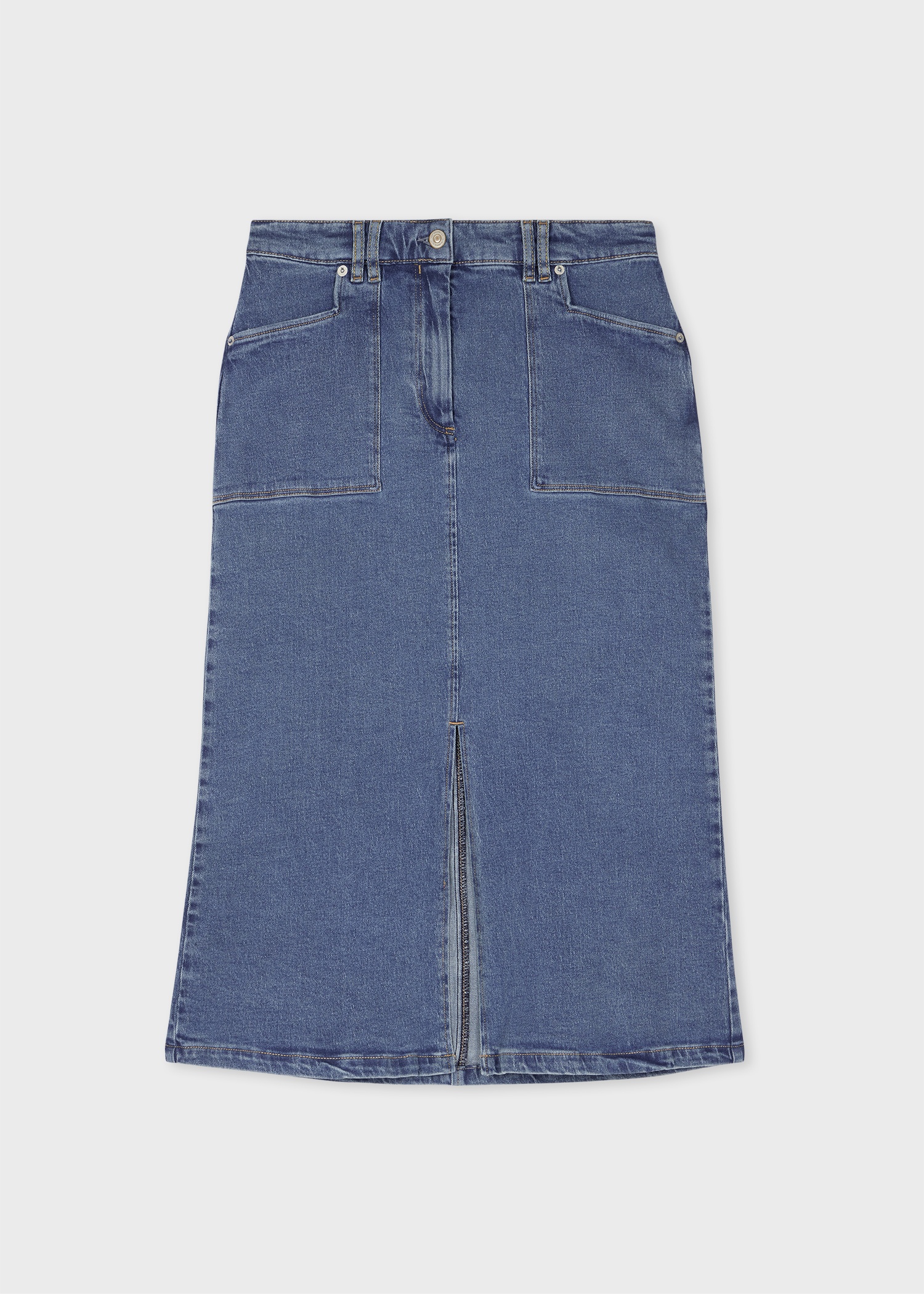 Women's Mid-Wash Denim Midi Skirt - 1