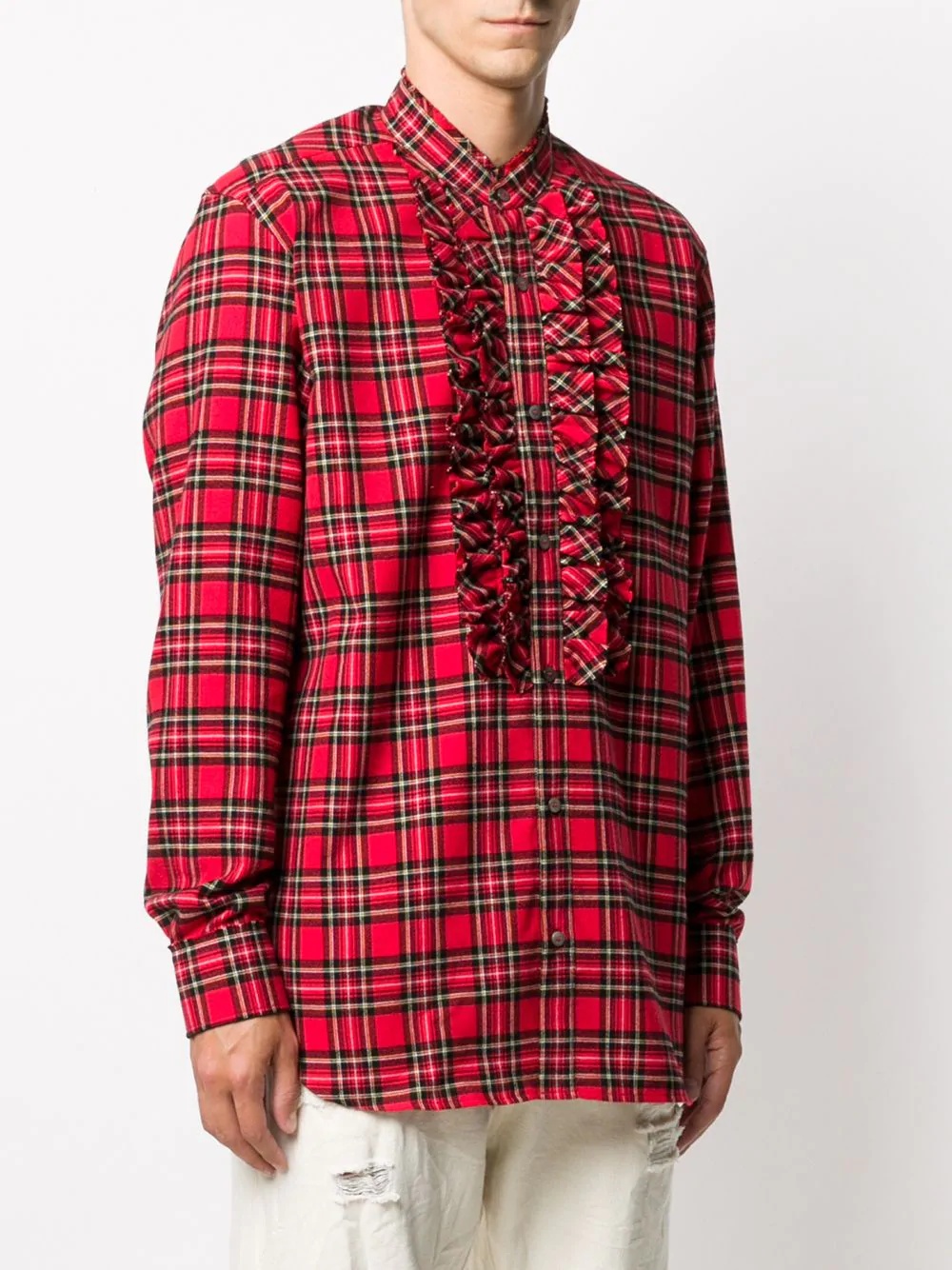 tartan print ruffled shirt - 3