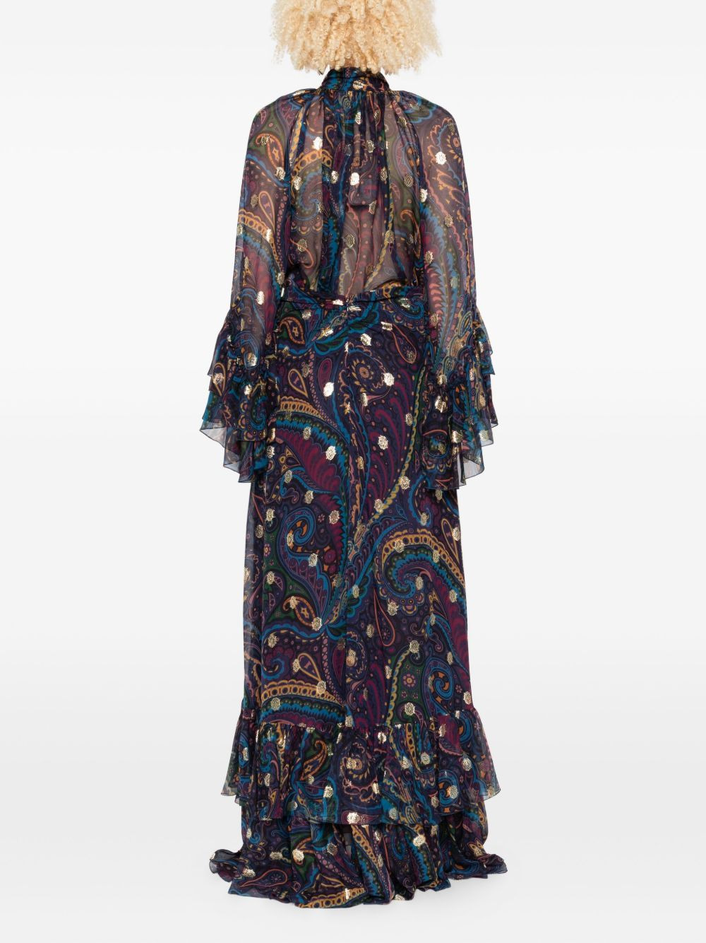 paisley-print ruffled skirt - 4