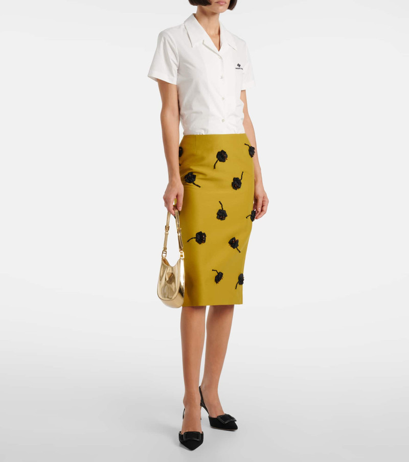 SHUSHU/TONG Floral-appliqué pencil skirt outlook