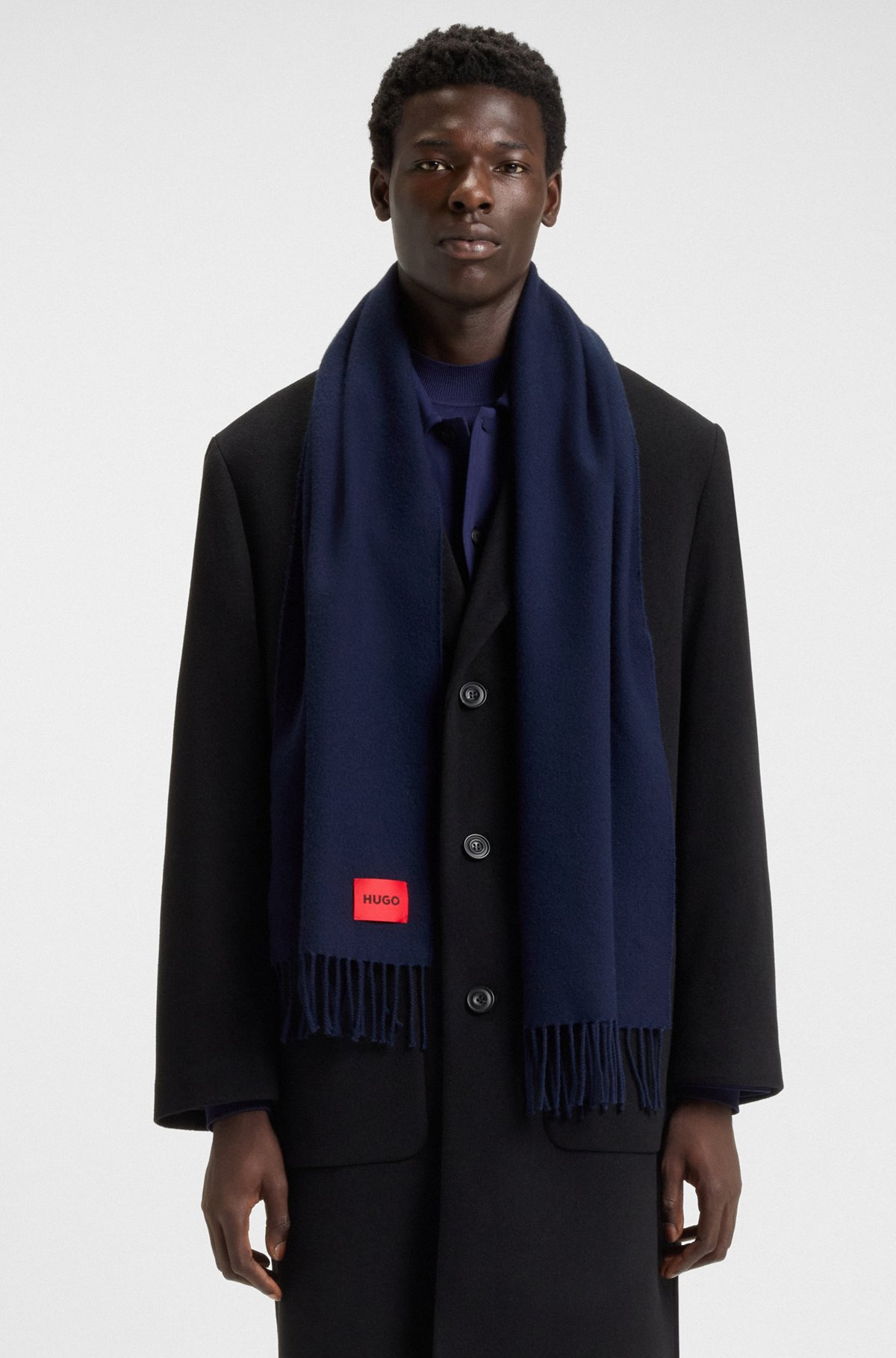 WOOL-TWILL SCARF WITH TWISTED FRINGES - 3