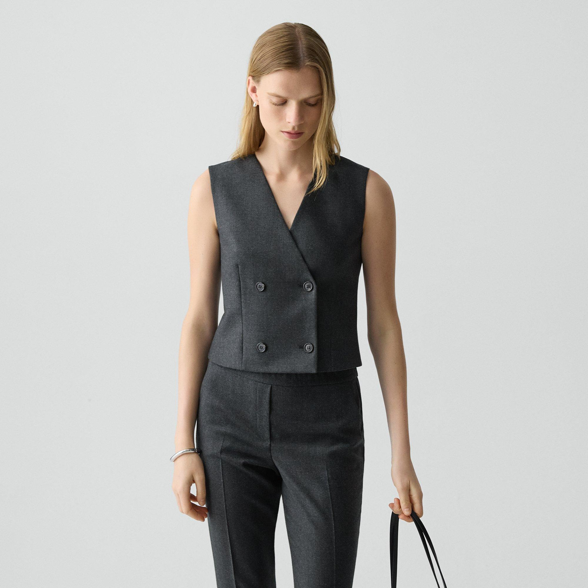 Shrunken Double-Breasted Vest in Sleek Flannel - 2