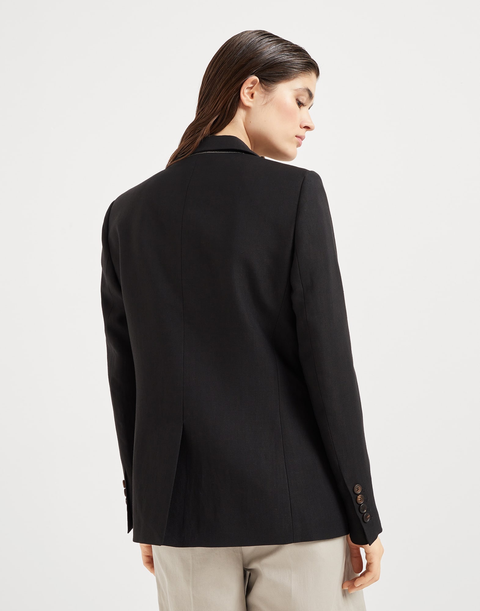 Brunello Cucinelli Viscose and linen fluid twill blazer with