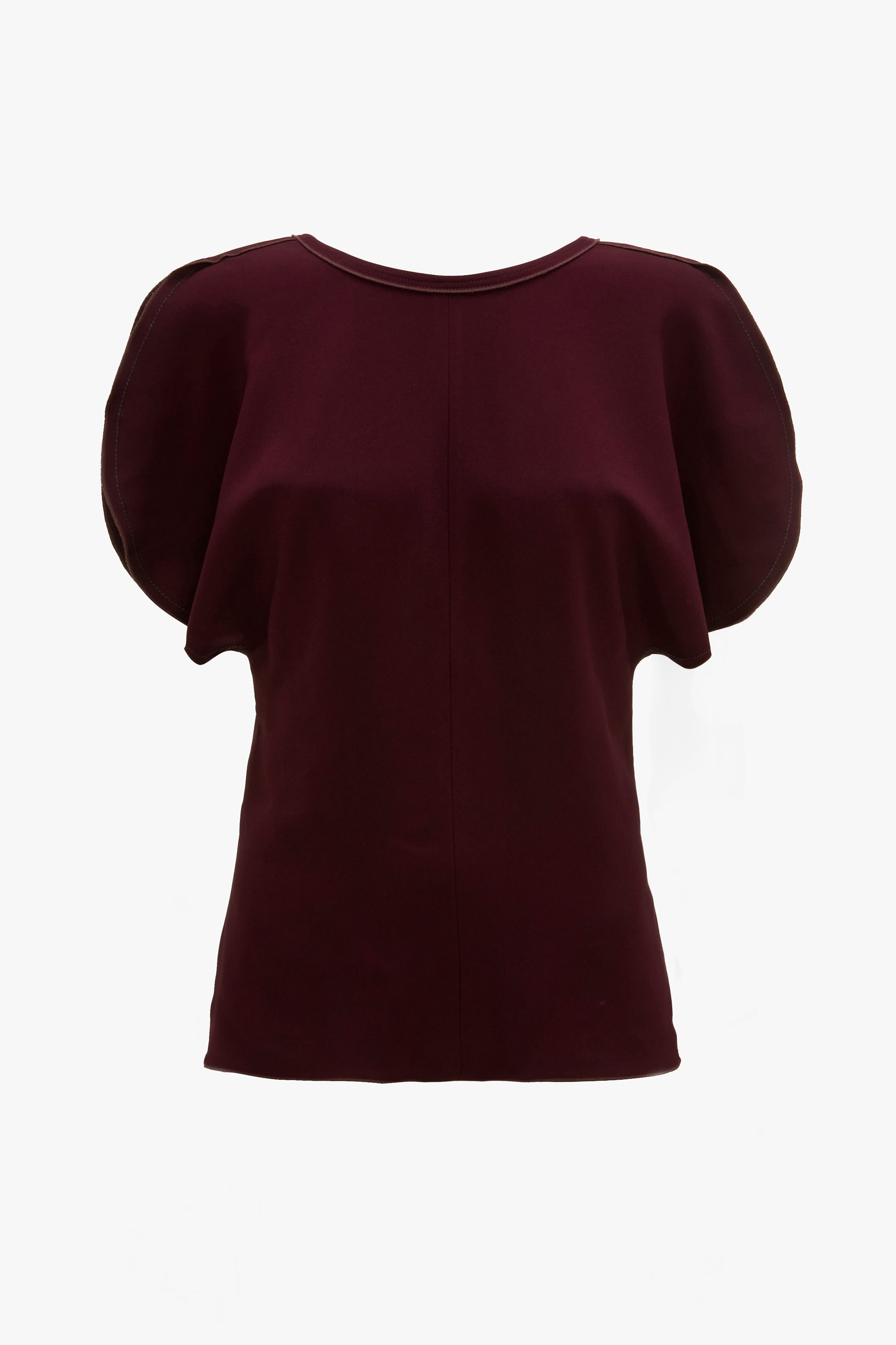 Draped Sleeve Top In Merlot - 1